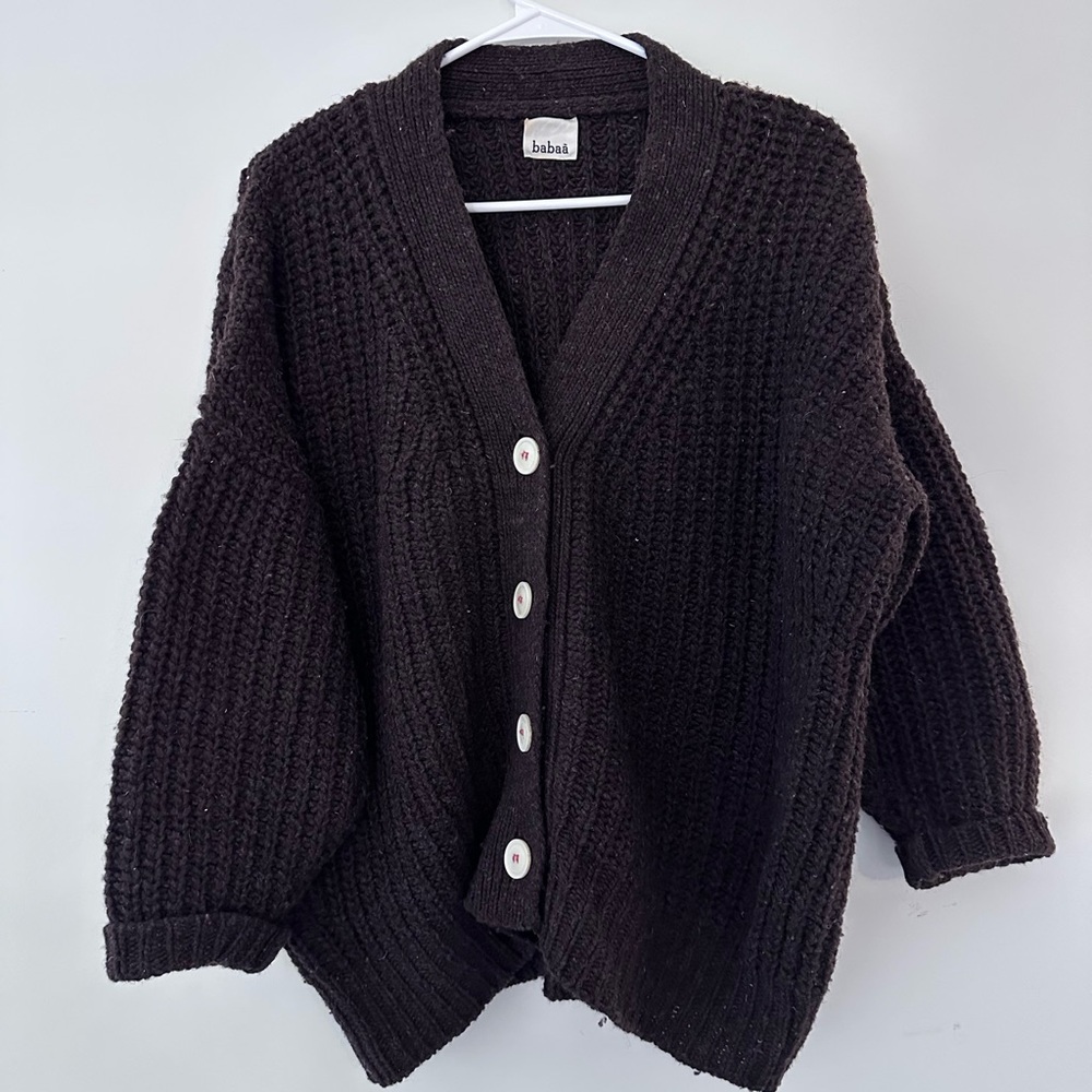 Babaa Black Chunky Knit Button-Front Cardigan